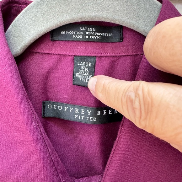 Geoffrey Beene Deep Purple Burgundy Dress Shirt Classic Fit - Picture 6 of 7